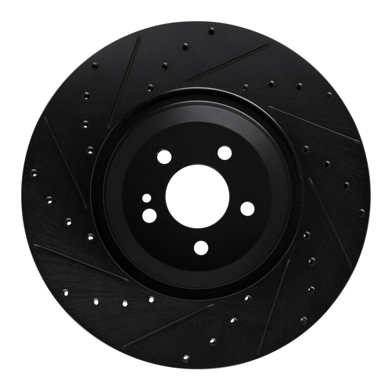 Mercedes-Benz E450 Brake Rotor (1) - Rear Right - R1 Concepts - Drilled & Slotted - Black - `17-`23